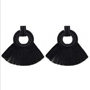 ❌SOLD❌ Black Boho Tassel Statement Earrings